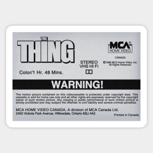 The Thing VHS Label Sticker